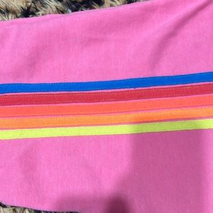 Aviator nation neon pink sweatpants with neon stripes